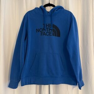 The North Face Men’s Pullover Hoodie Blue Logo Fleece Sweatshirt Medium
